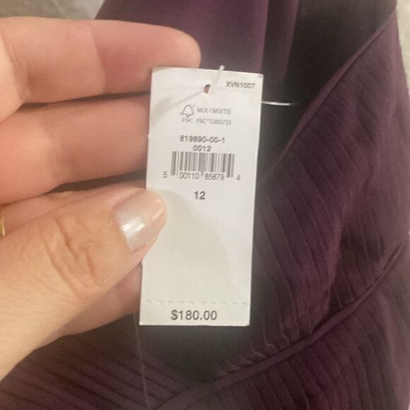 NWT Banana Republic Solaire Dark Cherry Burgundy Strap Pleated Midi Dress - Picture 6 of 6